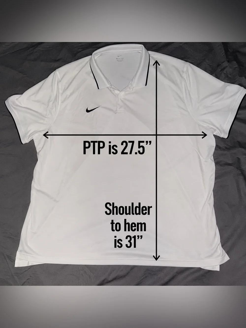Nike Dri-Fit Mens White Performance Polo with Black Trim Swoosh Golf Size 3X